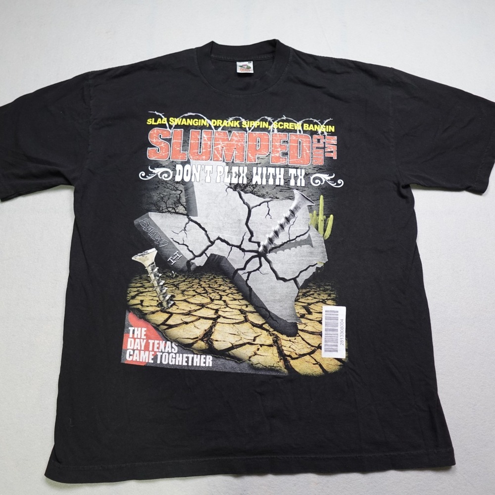 Slumped Club T-Shirt Men XL Black DJ Screw Texas Hip Hop Heavy Cotton